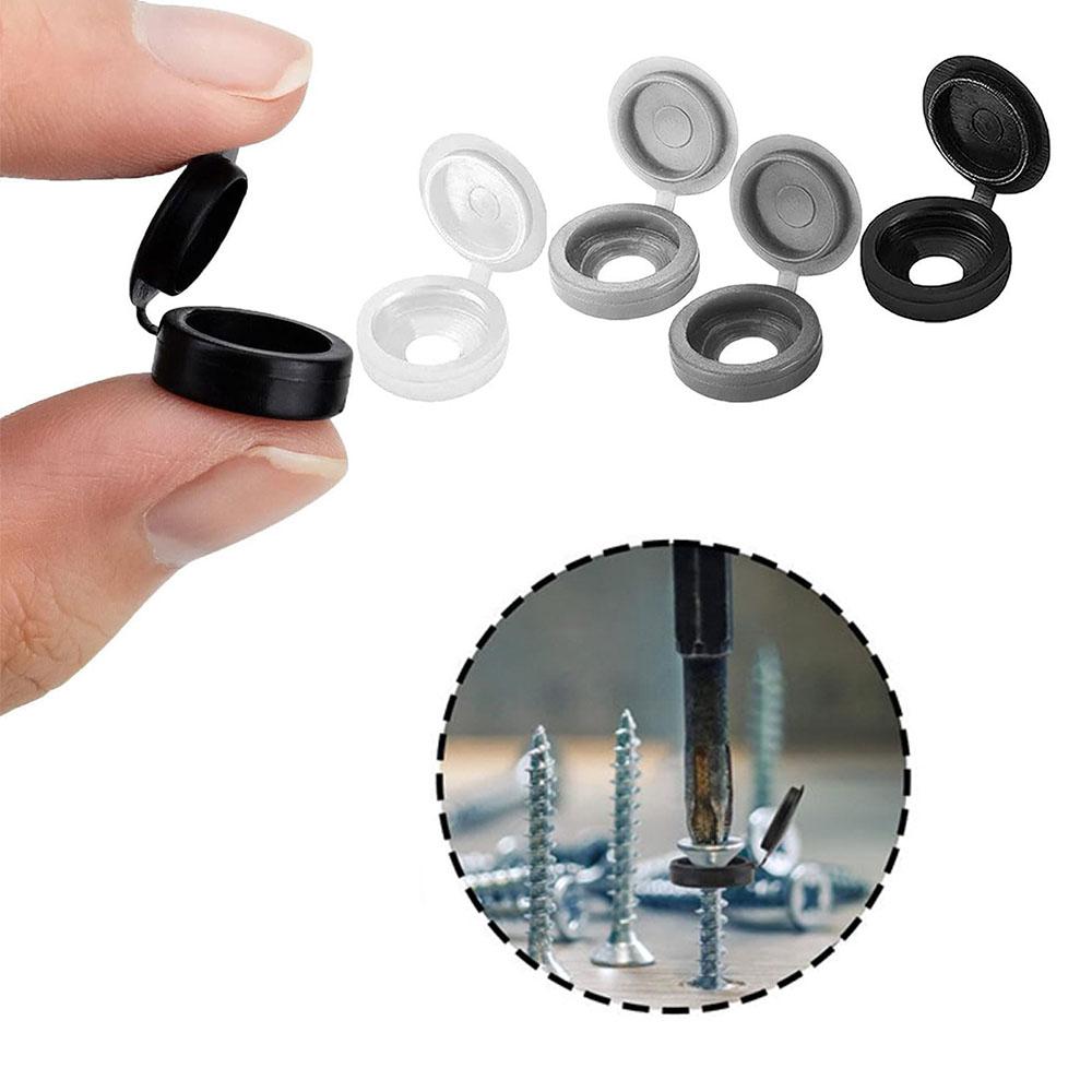 100pcs Hinged Screw Cover Caps, Flip Tops for Screw Protection(4 Colors)