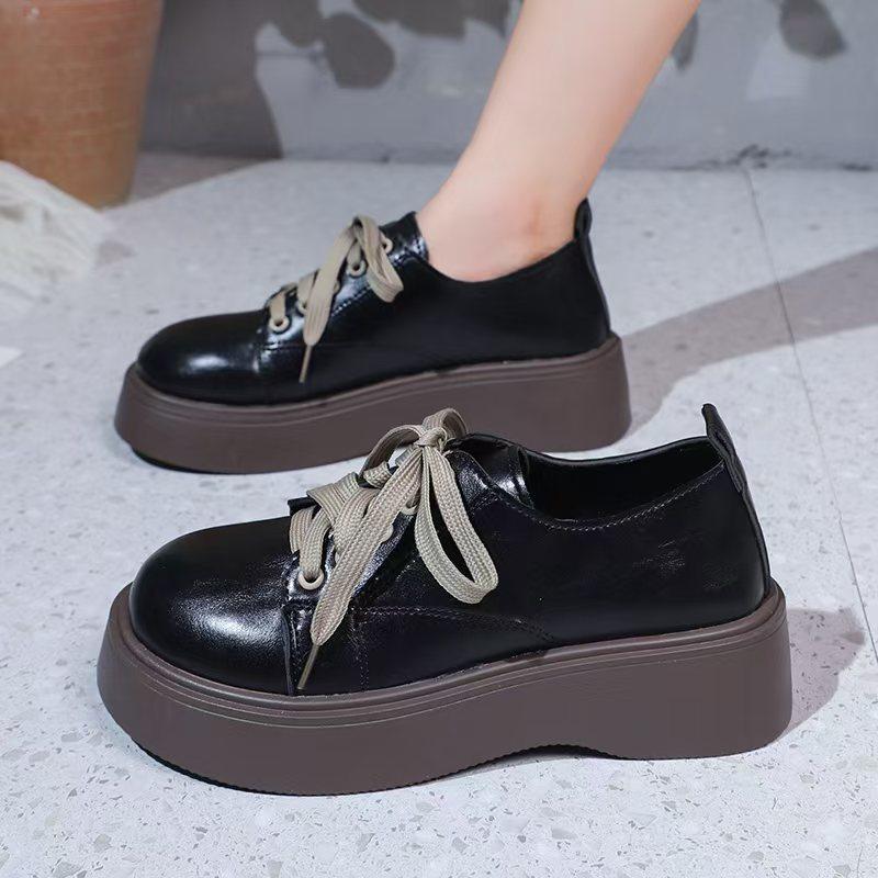 Fashion Shoes for Women 2025 Brand Lace-up Women's High Heels Fashion Round Toe Casual New Versatile Non-Slip Best Seller Platform Heels