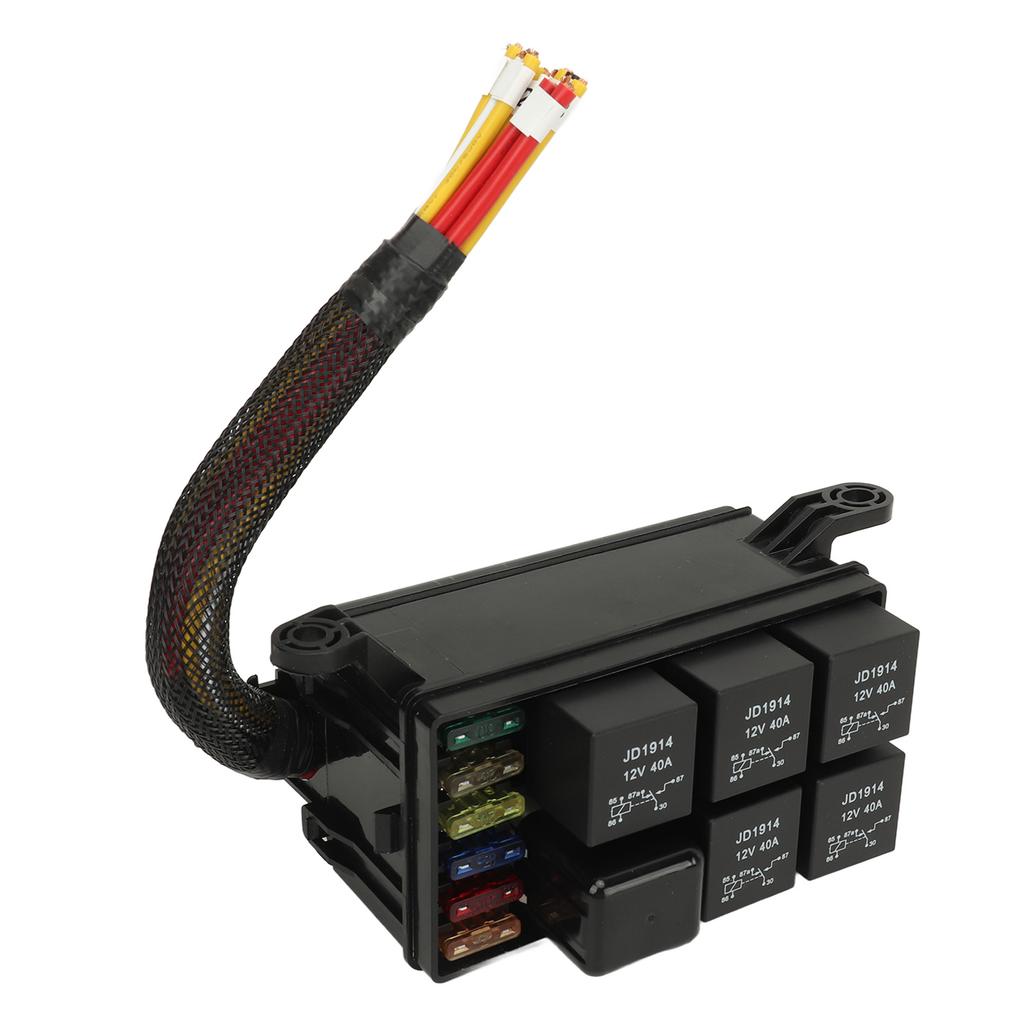 6 Way Fuse And Relay Box Pre Wired Fuse Relay Block with Lid for Car Truck Marine Boat DC12V