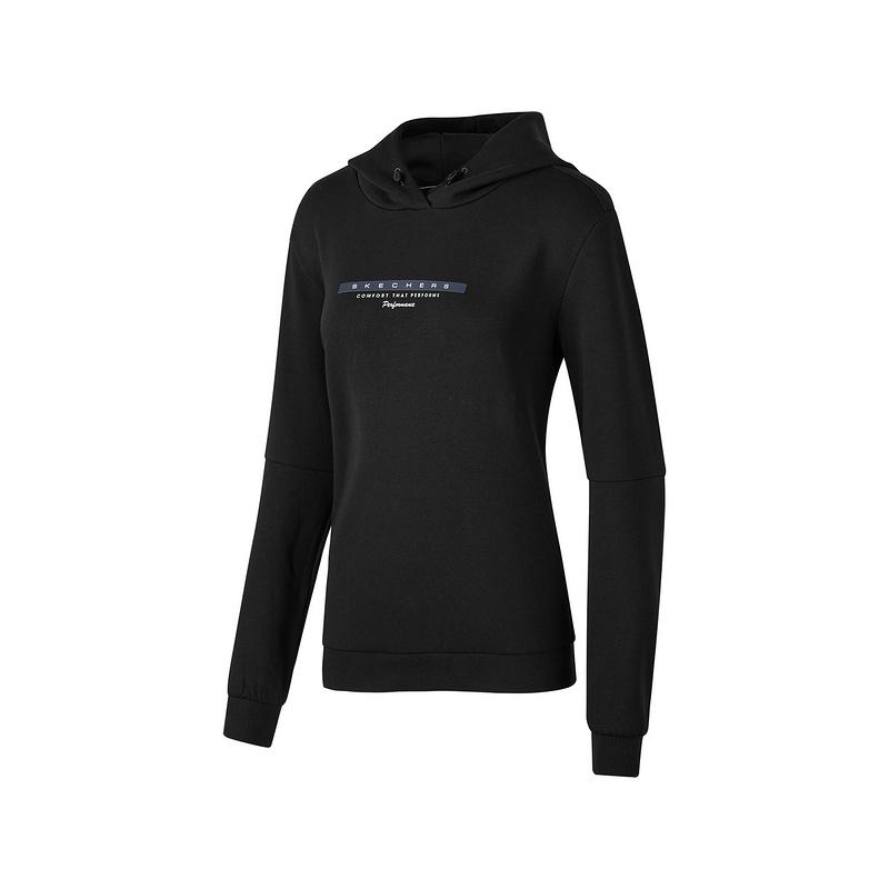 Skechers Basic Sports Series Casual Versatile Running Hoodie Long Sleeve Women hoodies Carbon-Black P423W135-0018 S