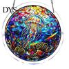 Stained Glass Puzzle Round Acrylic Suncatcher Puzzle, UV Printed Window Hanging Decor Educational Game 7.48 Inch DIY Craft Light Catcher Ornament for