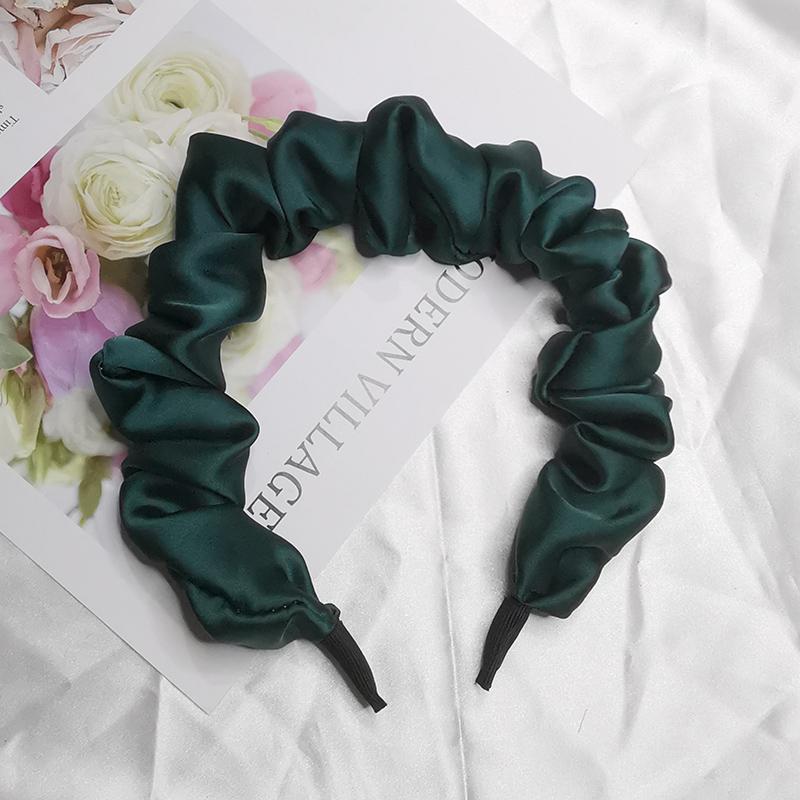 Lystrfac Solid Color Slik Padded Pleated Hairband for Women Fashion Scrunchy Headband Retro Hair Loop Female Hair Accessories