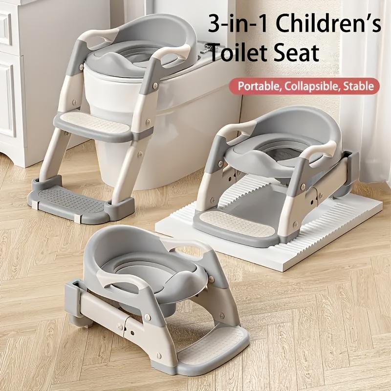 3-in-1 Tragbarer Töpfchen-Trainings-Toilettensitz für Kinder - Verstellbar, Faltbarer Tritthocker Mit Sicherheitsgurt, Gemischte Farbe