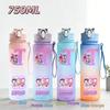 750ML Anime KPop Demon Hunters Sports Water Bottle Leak Proof Colorful Straw Cup Portable Water Bottle designed for Outdoor Sport Fitness