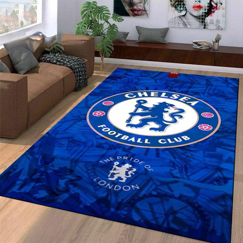 Chelsea Football Club Logo Carpet, Blue Lion Pattern for Fan Decor Suitable for Use As an Anti-slip for Living Room Bedroom Sofas