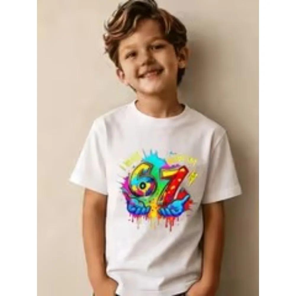 Funny Summer 67 Six Seven print tshirt for children fashionable cotton casual tshirts for boys and girls short sleeve tshir