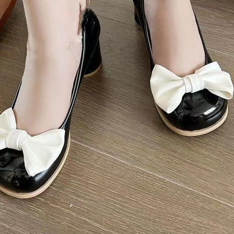 

Fashion High Heels Women Mary Janes Lolita Shoes Retro Dress Thick Pumps Summer Sandals New Party Bow Ladies Shoes Prom Zapatos 35 чёрный