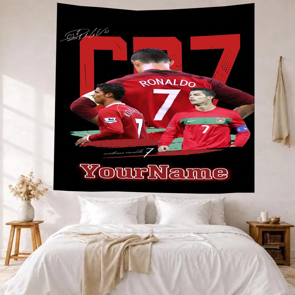 Cristiano Ronaldo Custom Jouw Naam Muurdecoratie Wandkleed Kunst Voor Huisdier Herdenking Verjaardag Bruiloft Feest Achtergrond Familiecadeau
