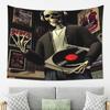 Skeleton DJ Vinyl Record Tapestry Hip Hop Music Wall Art 90s Rap Culture Decor Urban Studio Room Hanging Decoration