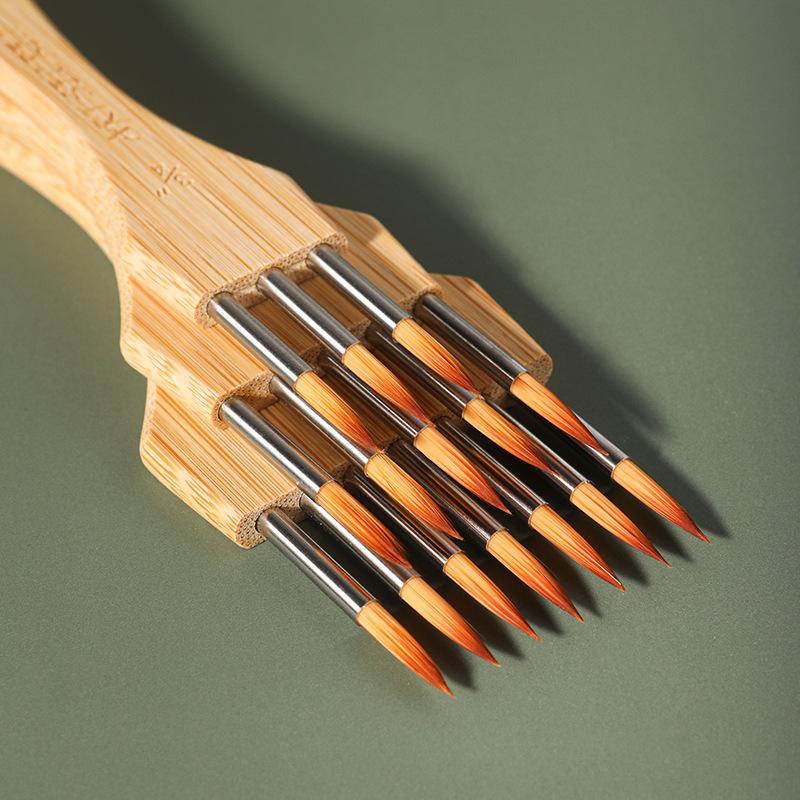 1pcs New Multi Toothed Comb Wooden Flat Head Round Head Art Watercolor Acrylic Brush Nylon Wool Art Stationery