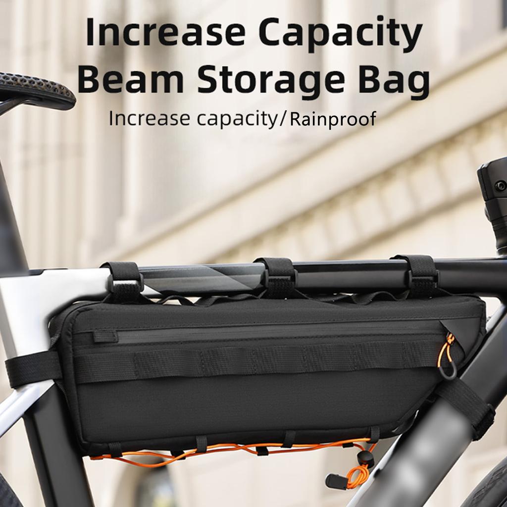 Borsa per Tubo Orizzontale Bici Borsa per Telaio Mountain Bike 2,6L Grande Capacità Impermeabile Tasca Laterale per Snack Accesso Facile Ciclismo