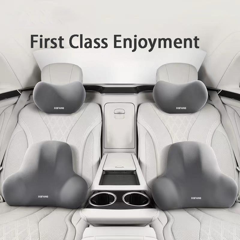 Car Seat Neck Pillow & Lumbar Support Pillow Set, U-shaped Design Headrest Waist Rest for Office Chair and Gaming Chair