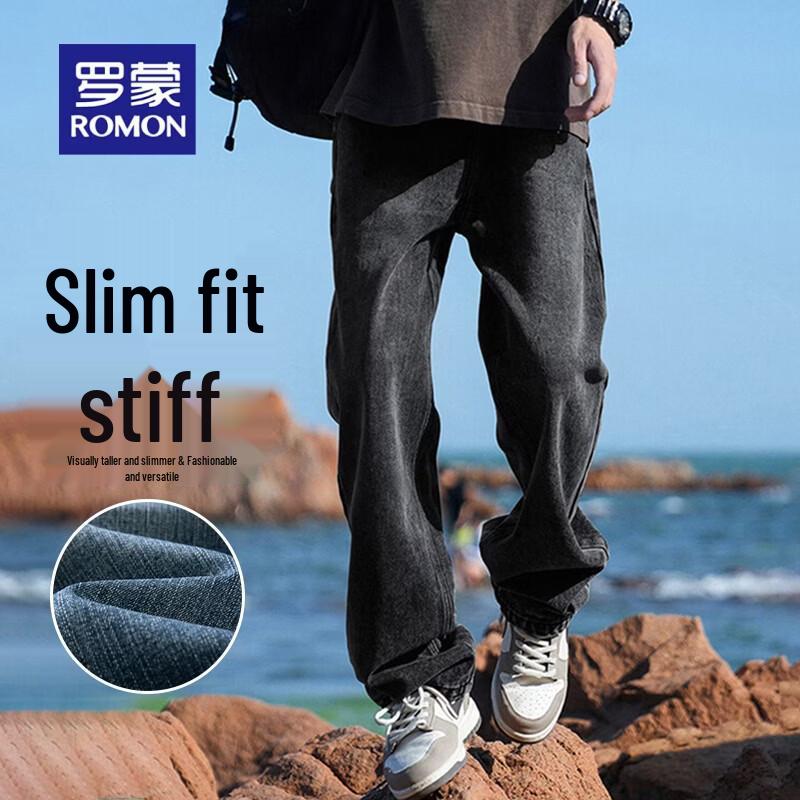 Romon Men s Minimalist Wide-Leg Straight Casual Jeans XL
