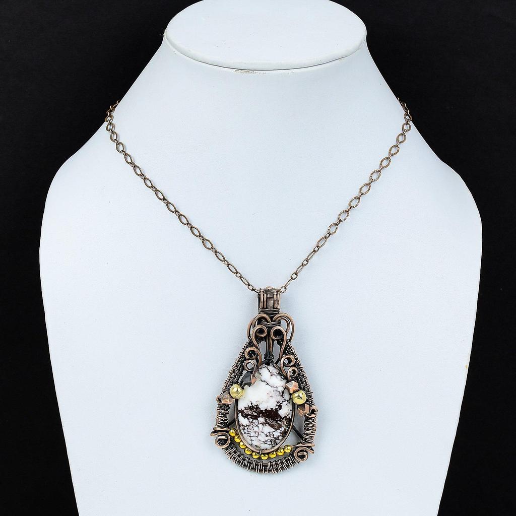Wild Horse Pendant Gemstone Jewelry, 999 Copper Wire Wrapped Handmade Pendant, Latest Design Jewelry