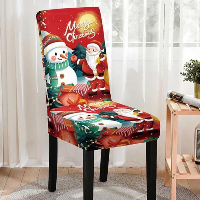 Elastic Christmas Chair Covers Stretchable Dining Office Banquet Seat Protectors Festive Holiday Decor Armchair Cover