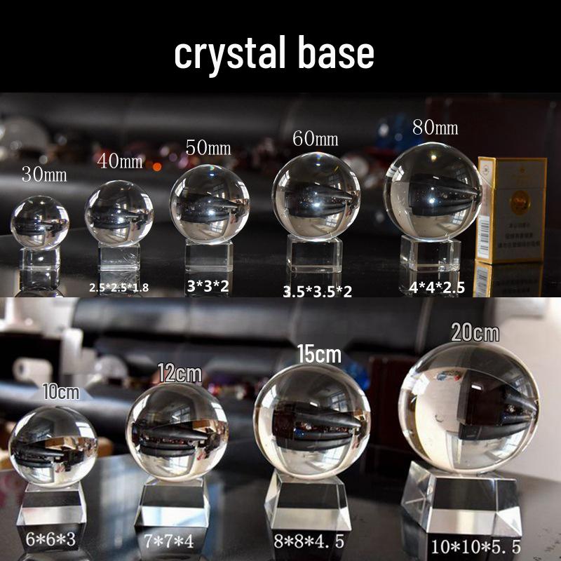 Crystal Ball Ornament with Wooden and Glass Base - Multiple Sizes Available