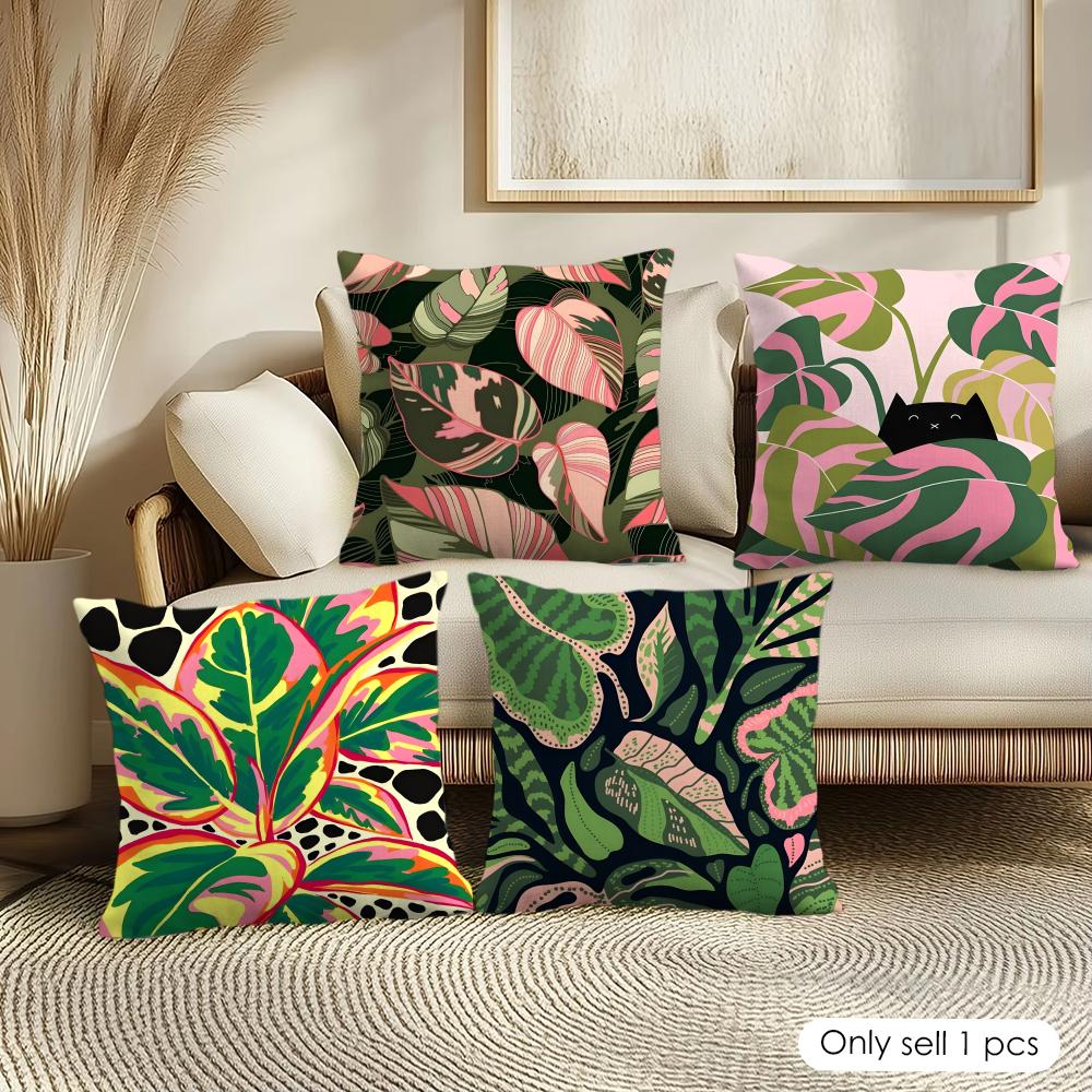 Leaves Cushion Cover Pillowcase Ultra Soft Skin Friendly Fabric Cloud Like Comfort & Concealed Zipper