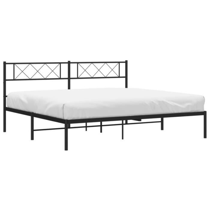 VidaXL Cadre de lit métal avec tête de lit noir 183x213 cm 372282