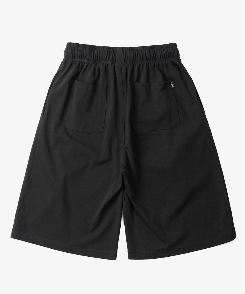 TOFFEE One-Pleat Sweat Bermuda Pants (Black)