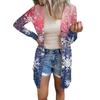 Women's Fashion Casual Long-sleeved Print Medium Length Cardigan Button Jacket Coat