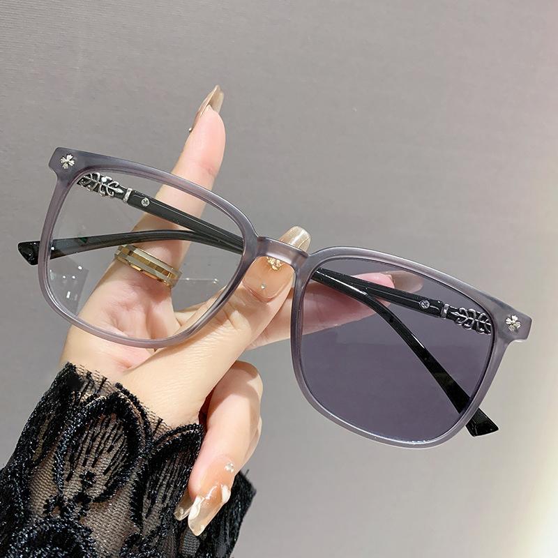Anti-blue Light Tinted Glasses For Female Students - Popular Oversized Frame Glasses 6027
