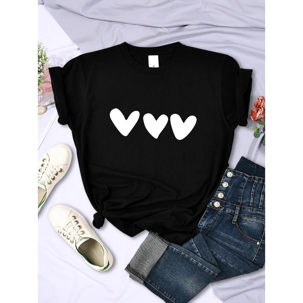

Черные сердечки с принтом женские футболки персонализированные уличные футболки с коротким рукавом All-math мягкие футболки повседневные дышащие женские топы 6XL