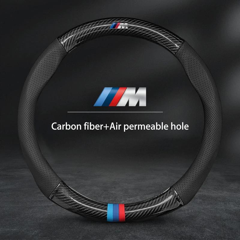 NEW Car Carbon Fiber Leather Steering Wheel Cover For BMW E46 E90 E60 F30 E39 F10 F20 E87 E36 F20 F30 1 2 3 5 7 Series X1 X3 X5