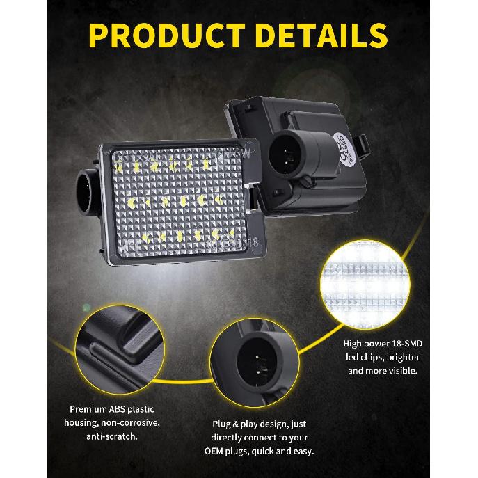 LED License Plate Lights Bright White Tag Lamp Assembly Replacement Compatible with 2014 2015 2016 2017 2018     Dodge Durango, Pack of 2