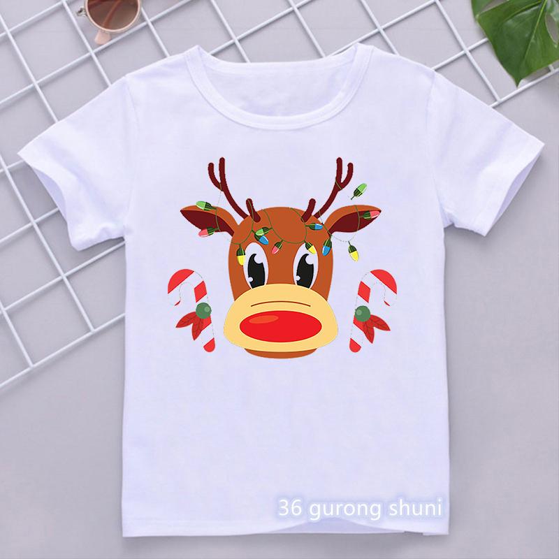 Fröhliche Weihnachten Weihnachtsmann Auto Grafikdruck T-Shirt Mädchen/Jungen Kinderkleidung Lustig Harajuku Kawaii Kinder Sommer Tops Shirt