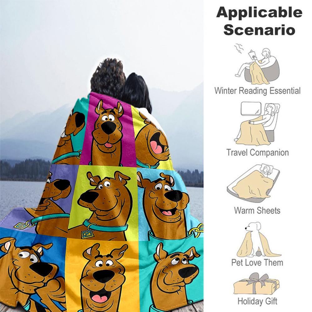 1 Stück Scooby-Doo fröhliche bunte Outdoor-Decke - Überwurfdecke, Weich, Flanelldecken, Wohnzimmer, Reisen, Camping-1102132