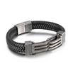 Kalen Strong Leather Men's Bracelet Stainless Steel Regular Geometric Pattern Bracelet Jewelry