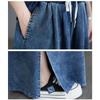 Summer Plus Size Women Jeans Long Pants Basic Trousers Loose Wide Leg Pants Casual Solid Blue Large Size