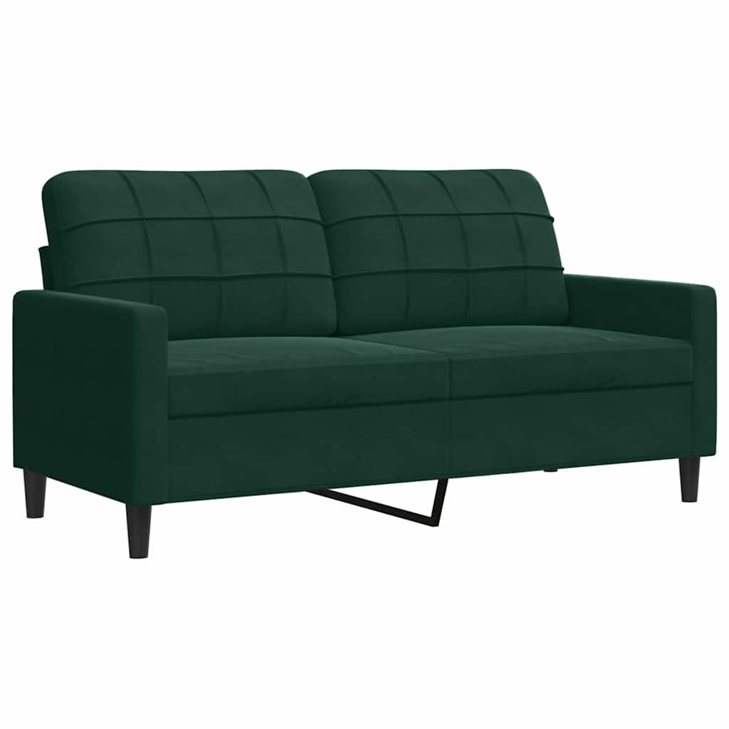 3 Piece Sofa Set with Cushions Dark Green Velvet