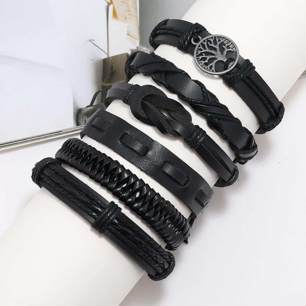 Men's multi-layer DIY suit leather bracelet, European and American cross-border jewelry retro hip-hop hand rope handwoven jewelry