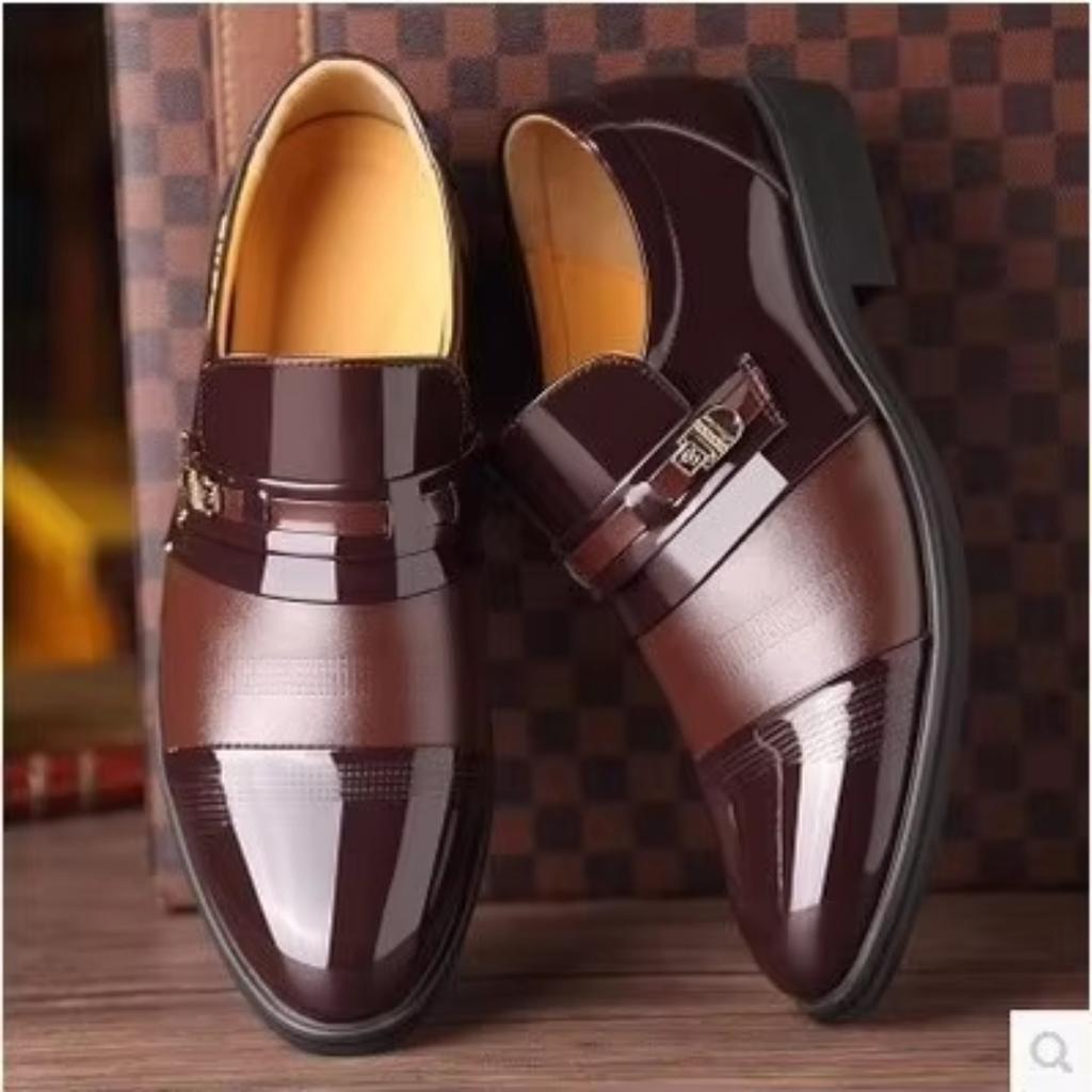 2024 Fritid Andningsbara Arbetskor Hållbara Mjuk Sula Läderskor Herr Formella Affärsskor i Läder