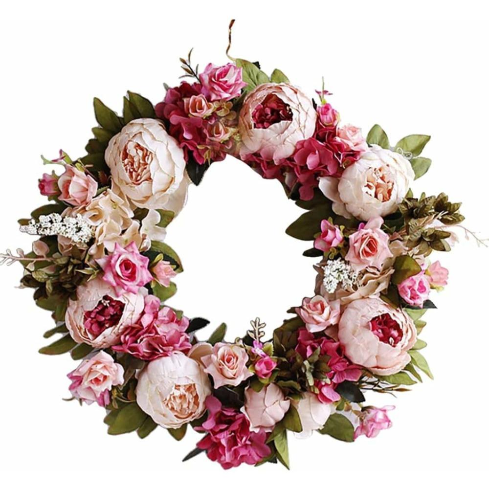 Artificial Peony Wreath Garland Rattan Home Decor Wedding Wreath Flower Home Door Decoration Wedding Centerpieces for Tables