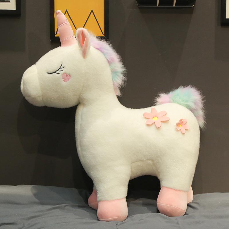 Dream Rainbow Unicorn Doll Cartoon Standing Position Sleeping Color Pony Plush Doll Girl