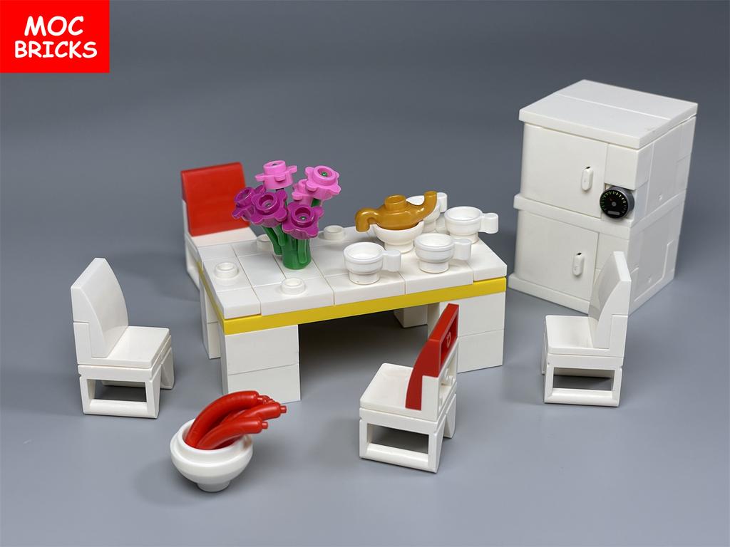 Non-Toxic Moc Bricks Office Furniture Tea Culture Desk Table Beverages Wine Educational Building Blocks City Model Children'S Toys Gifts