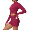 Women's Slim Fit Zip-Up Jacket & High-Waist Butt-Lifting Shorts Yoga Set