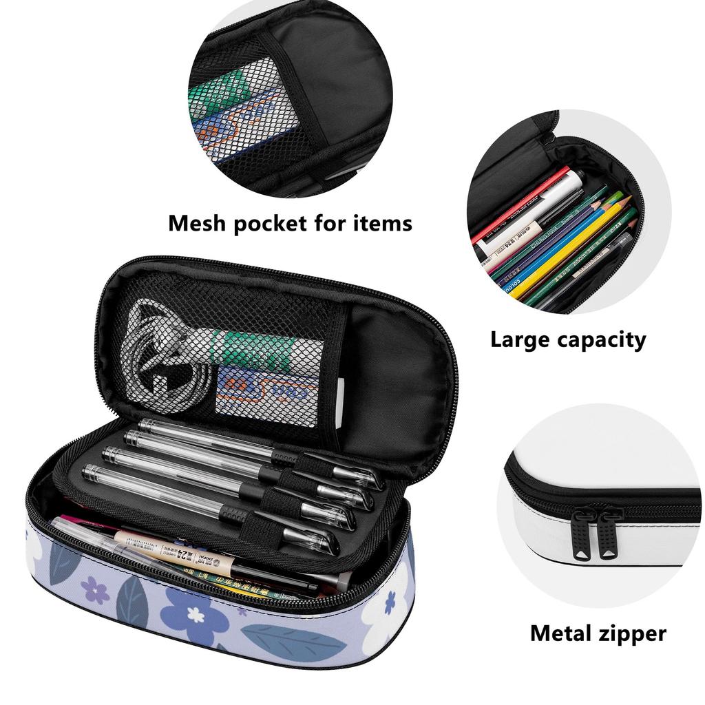 Pen Case Roomy Interior Zipper Closure Durable 300D Polyester with Main Pocket Mesh Layer and Removable Pen Divider for Boys Girls