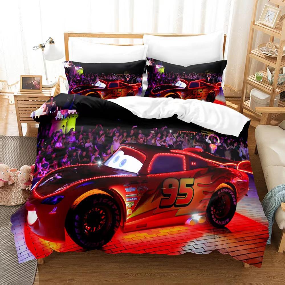 3D Digital Printing Three-Piece Anime Cars Quilt Cover Bedding Bedding Kit