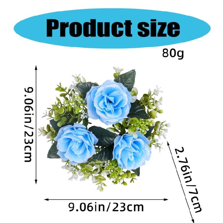 5Pcs Simulated Rose Flower Candlestick Wreath Small Candle Rings Dining Table Centerpieces Decoration Wedding Props