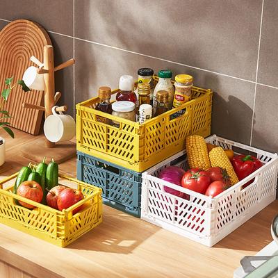 Foldable Storage Baskets Plastic Grocery Holder Folding VegetableFruit Storage Basket Eco Friendly Kitchen Organizer Products