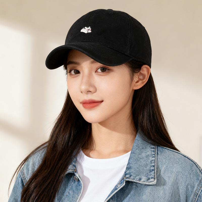 

Large-brim baseball cap for students, suitable for both male and female, can make the face appear smaller regular head circumference [55-59cm] чёрный