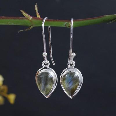Natural Labradorite Earring, Gemstone Earring, 925 Silver Jewelry, Birthstone Gift, Handmade Earring, Dangle Earring