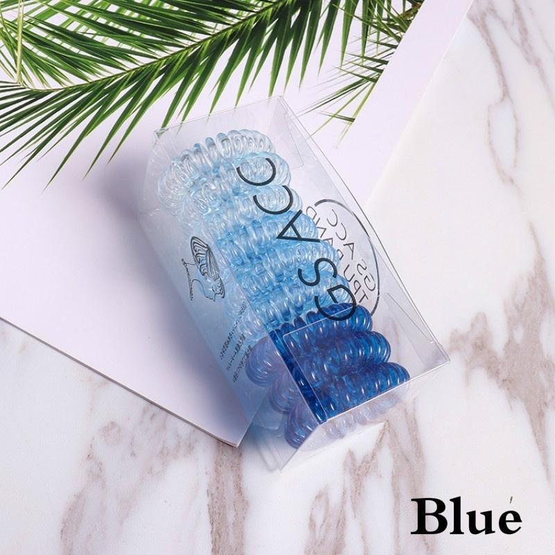 9pcs/box Telephone Cord Wire Hair Ties Colorful Elastic TPU Spiral Coil Scrunchies Hair Ring Band