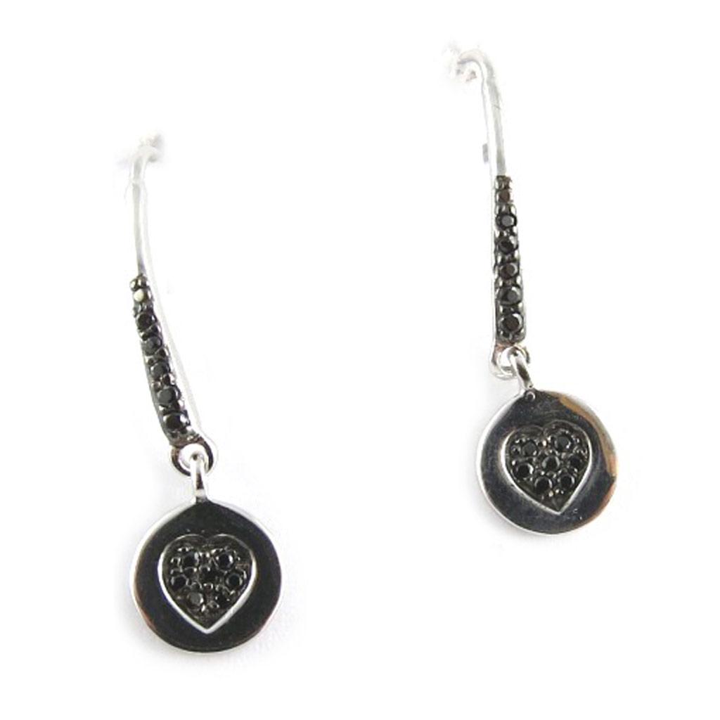 Les Trésors De Lily [L0479] - Silver 'Love' Black Silver Earrings (rhodium-plated) - 20x7 Mm