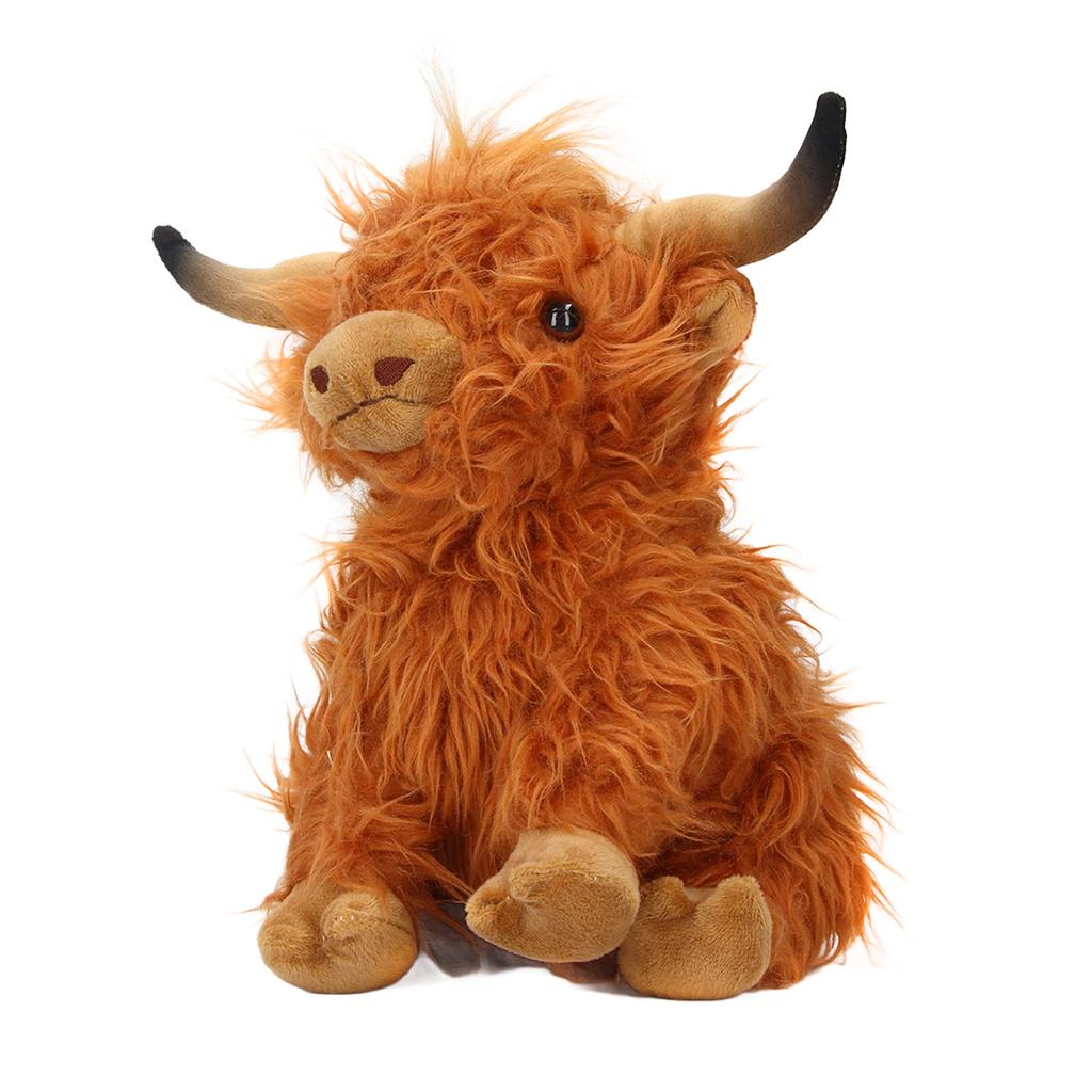 Simulation Highland Cow Plush Toy Lifelike Cute Soft Stuffed Animal Doll for Gifts Decoration 9.1in