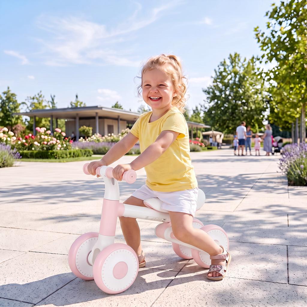 Baby Balance Bike, 1-2 Yrs, Adjustable Seat, 135 Steering, EVA Tires, 52 x 23 x 36.5 cm, Pink
