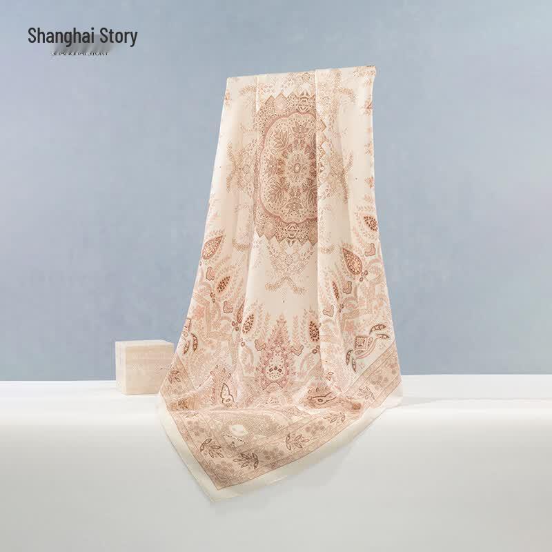 Shanghai Story Silk Wool Blend Square Scarf 105cm*105cm